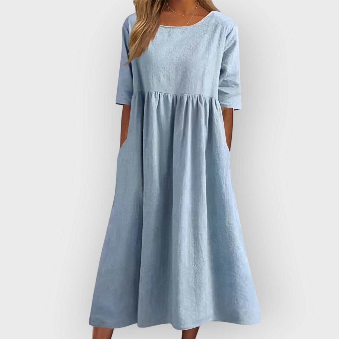 Bríd – Andningsbar vintage-midiklänning med plisserad design