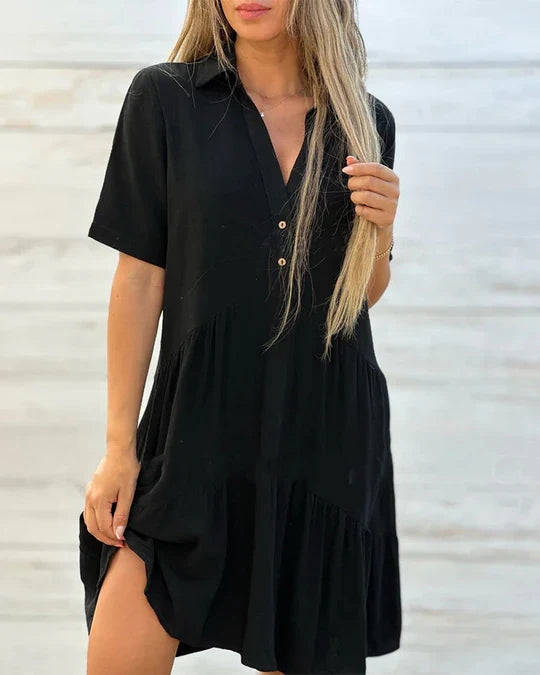 Ellen | V-ringad sommarklänning med knappar för damer